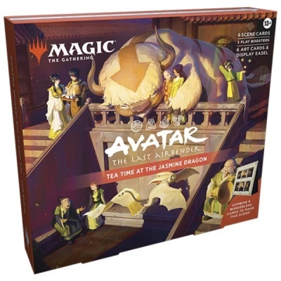 Caixa de jogo Magic The Gathering Avatar The Last Airbender Tea Time at the Jasmine Dragon com ilustração colorida