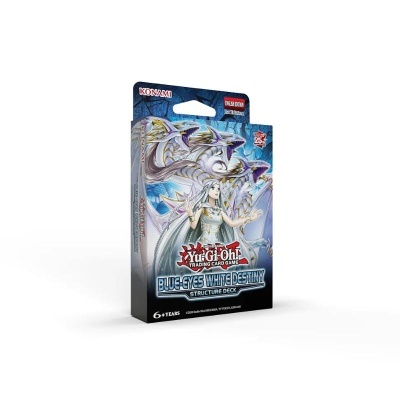 Pack de cartas Yu-Gi-Oh! Blue-Eyes White Destiny com personagem e dragão branco