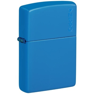 Isqueiro Zippo azul mate com texto em relevo