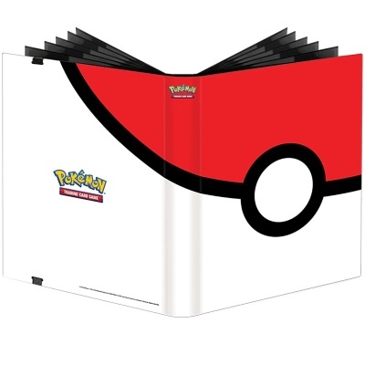 Pasta para cartas Pokémon com design de Pokébola em vermelho, branco e preto