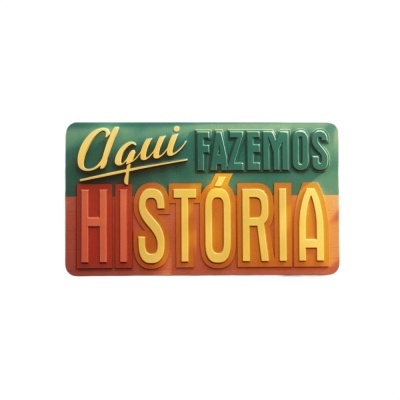 Placa decorativa com texto em relevo 'Aqui FAZEMOS HISTÓRIA'