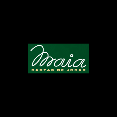 Logotipo verde escuro com texto branco 'Maia CARTAS DE JOGAR'
