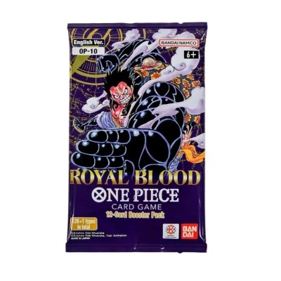 Pacote de cartas Royal Blood One Piece com personagem de anime e texto em inglês