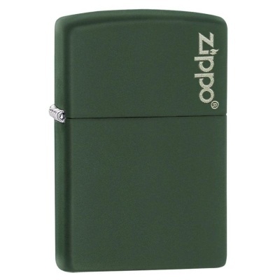 Isqueiro Zippo verde escuro com logótipo branco