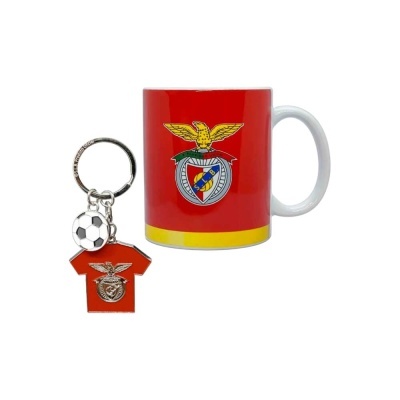 Conjunto caneca e chaveiro com emblema clube de futebol