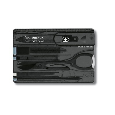Cartão preto multi-ferramentas Victorinox Swiss Card Classic com várias ferramentas embutidas