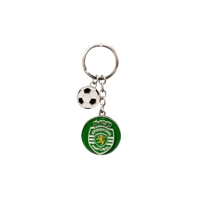 Porta-chaves com escudo do Sporting e bola de futebol
