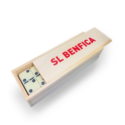 Conjunto de dominós SL BENFICA em caixa de madeira clara
