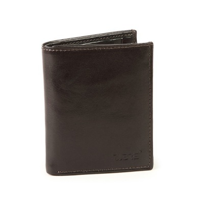 Carteira masculina preta de couro com logo Calvin Klein em relevo