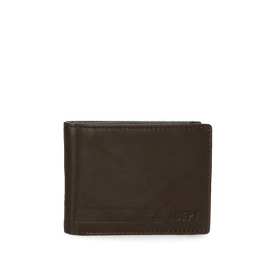 Carteira de couro castanho escuro com gravação AUEPT