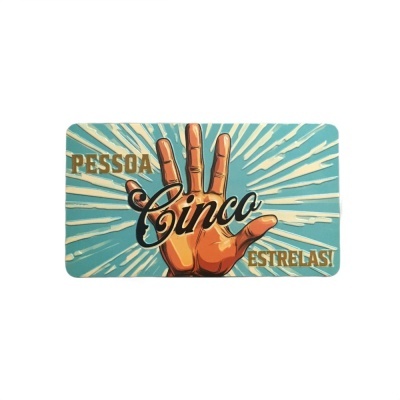 Placa decorativa com mão e texto Cinco Estrelas