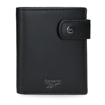 Carteira preta com fecho e logo Reebok