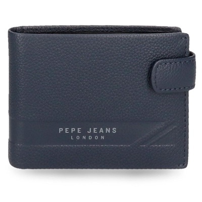 Carteira azul escuro Pepe Jeans London em pele sintética com fecho