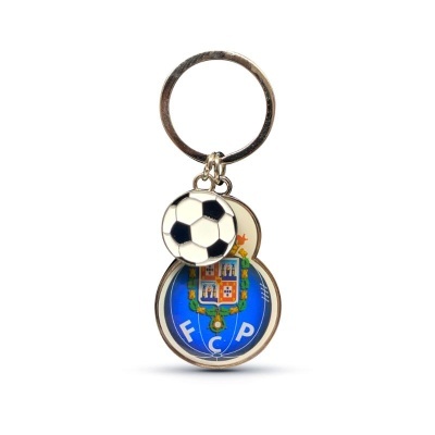 Chaveiro com bola de futebol e emblema azul do FCP