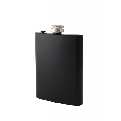 Cantil preto de metal com tampa prateada