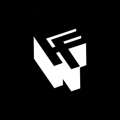 Logotipo geométrico preto e branco com as letras LFW