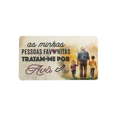 Placa decorativa retangular com ilustração e texto em português