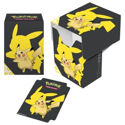 Caixa para cartas Pokémon com imagem de Pikachu e texto Pokémon Trading Card Game