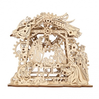 Presépio decorativo em madeira com figuras da Natividade