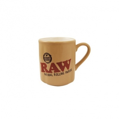 Caneca cerâmica castanha com logo RAW