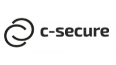 Logótipo preto da marca c-secure com formas circulares