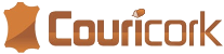 Logótipo da marca Couricork em cor castanha com ícone de pele de cortiça