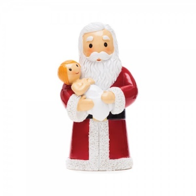 Figura decorativa de Pai Natal segurando boneco loiro