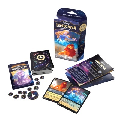 Jogo de cartas Disney Lorcana, edição First Chapter com cartas e fichas