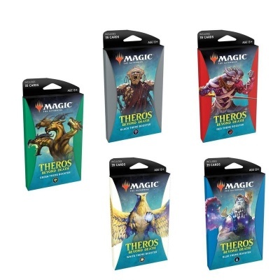 Caixas de cartas Magic: The Gathering coleção Theros Beyond Death em várias cores e temas