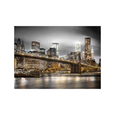 Ponte de Brooklyn e skyline de Nova Iorque à noite