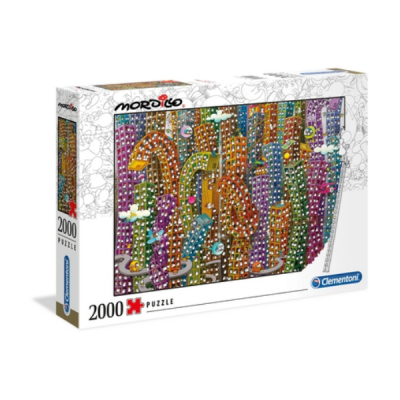 Caixa de puzzle Clementoni 2000 peças com imagem abstrata de cavalos coloridos