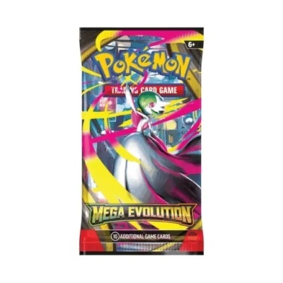 Pacote de cartas Pokémon Mega Evolution com design colorido