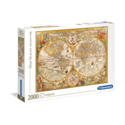Caixa de puzzle com mapa-múndi antigo e 2000 peças