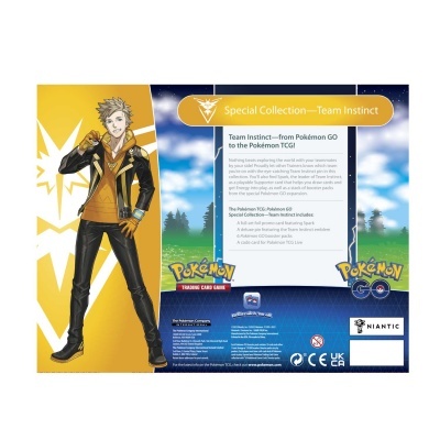 Caixa Pokémon TCG Team Instinct com personagem e texto informativo