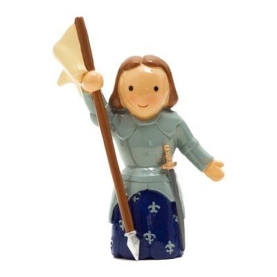 Figura decorativa de cerâmica com armadura e lança