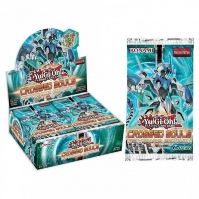 Caixa aberta e pacote individual do jogo de cartas Yu-Gi-Oh! Crossed Souls Advance Edition