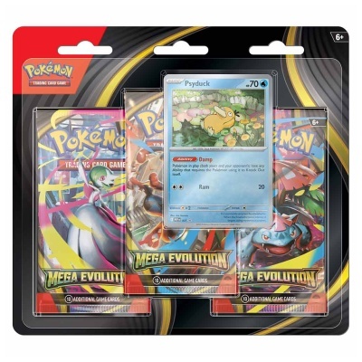 Pack de cartas Pokémon Mega Evolution com carta Psyduck visible