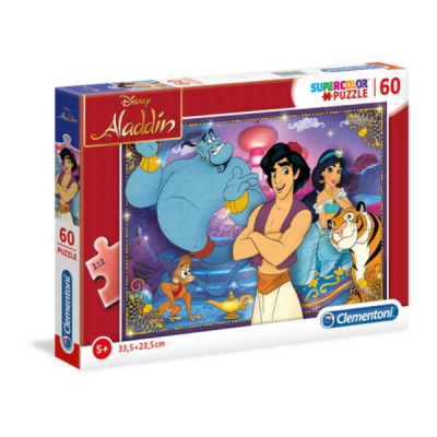 Quebra-cabeças Disney Aladdin 60 peças da Clementoni com personagens Aladdin, Gênio, Jasmine e mais