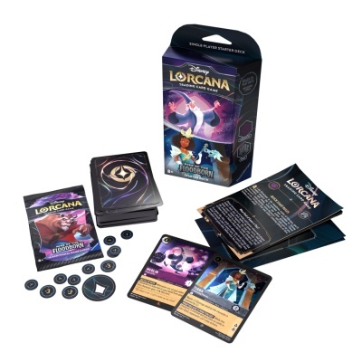 Jogo de cartas Disney Lorcana com fichas e manual