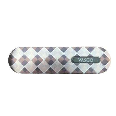 Estojo metálico retangular xadrez com etiqueta Vasco