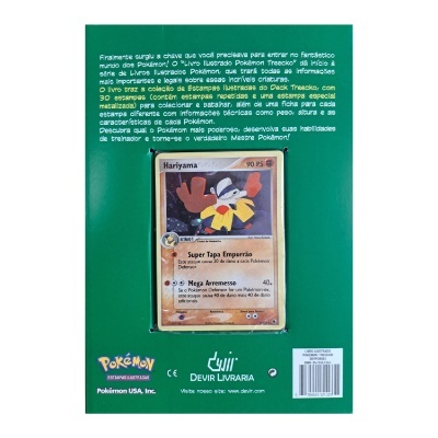 Cartão Pokémon Hariryama na embalagem verde com texto em português.