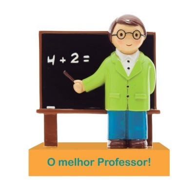 Figurine de professor com quadro-negro e texto 'O melhor Professor!'