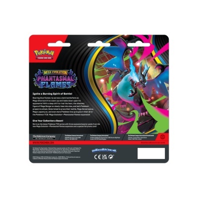 Embalagem Pokémon Mega Evolution Phantasmal Flames para cartas colecionáveis
