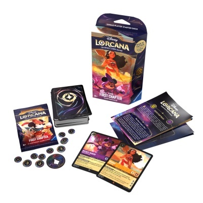 Jogo de cartas Disney Lorcana First Chapter com baralho, fichas e livreto