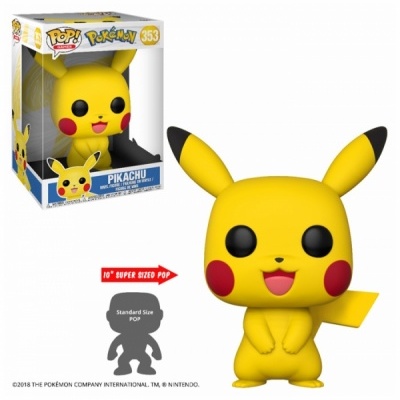 Figura Funko Pop de Pikachu amarela com bochechas vermelhas e orelhas pontiagudas em caixa com texto PIKACHU 353.