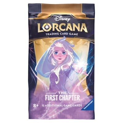 Pack de cartas Disney Lorcana Trading Card Game com personagem feminina e texto THE FIRST CHAPTER.