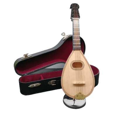 Mandoline em madeira clara com estojo forrado a veludo vermelho