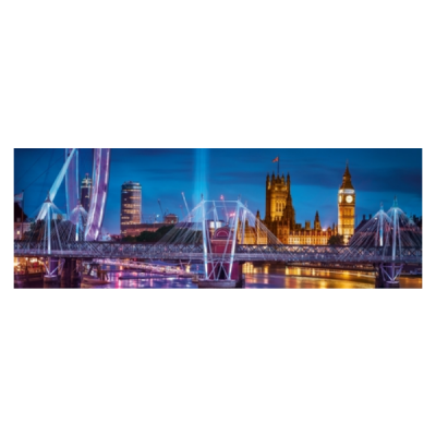 Ponte Golden Jubilee e Parlamento de Londres iluminados à noite