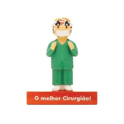 Figura decorativa de cirurgião com base vermelha
