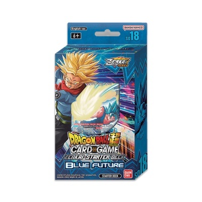 Caixa de baralho Dragon Ball Super Card Game Blue Future com personagem Trunks loiro